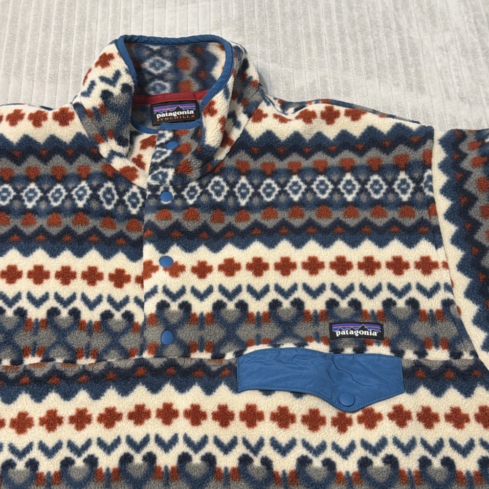 Patagonia cliff underwater Aztec synchilla pullover snap t fleece Large View 3